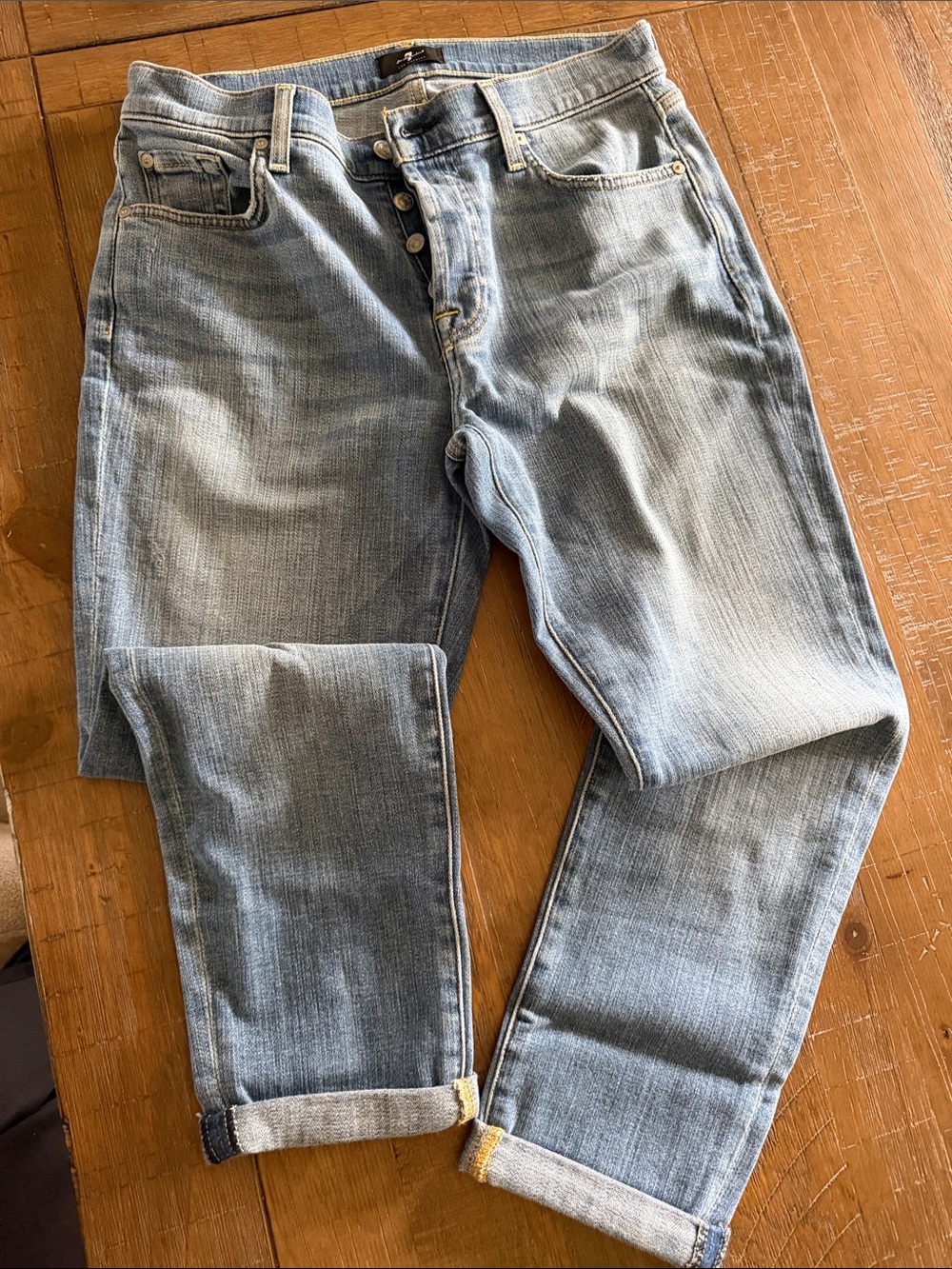 7 For All Mankind Women's Light Blue Straight Leg Jeans